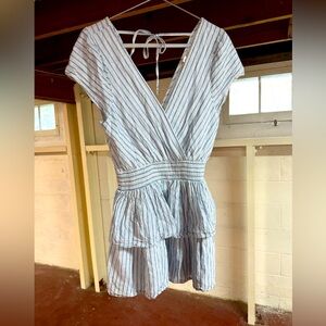 Cotton linen striped summer dress